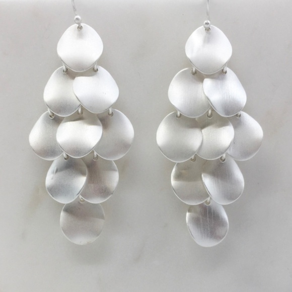 Matte Finish Silver tone Chandelier earrings - Picture 2 of 6